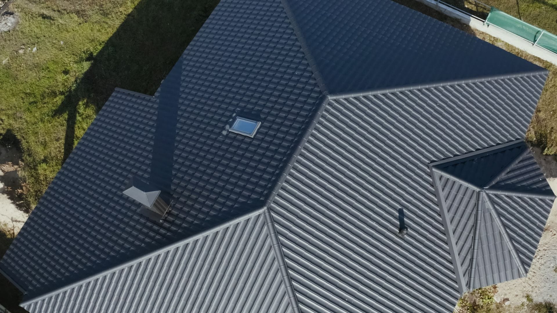 Skylight and roof penetrations viewed from above