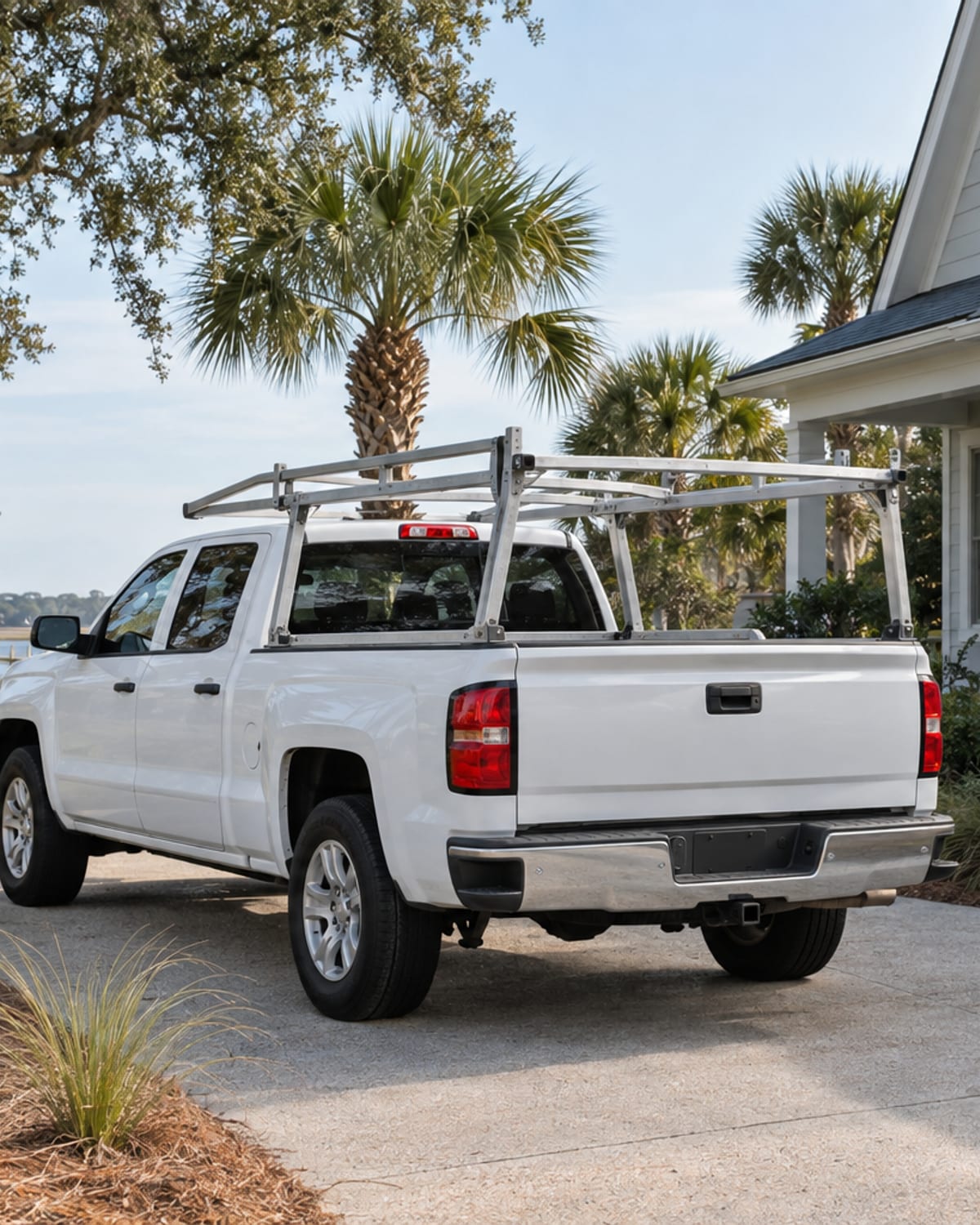 Golden Roofing truck and staged materials at a job site on the Grand Strand